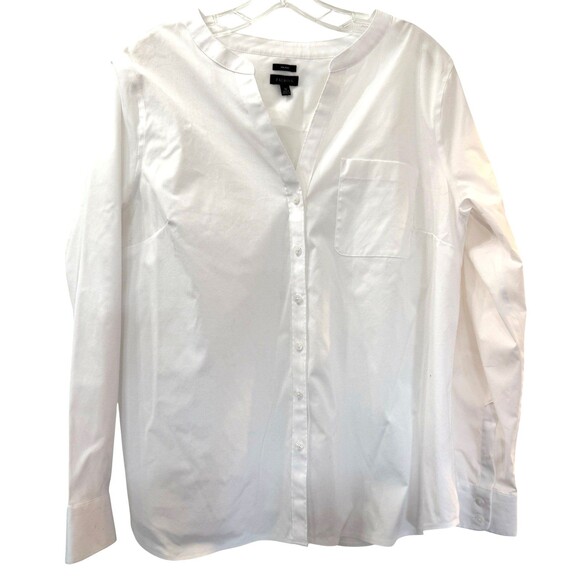 TALBOTS Crisp Button Down Shirt Womens Size 16 White Long Sleeve Cotton Blend - Picture 1 of 7